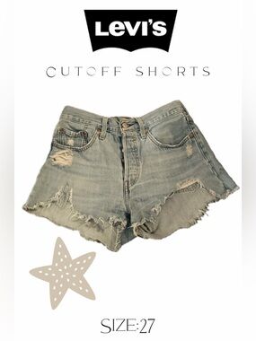 Levi’s distressed denim button fly shorts. Gently used/like new.